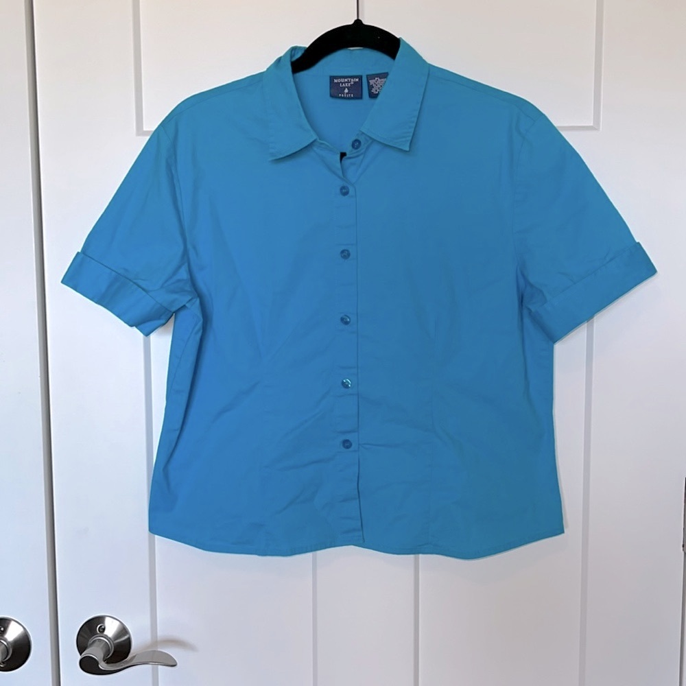 Mountain Lake Short Sleeve Blue Button Down